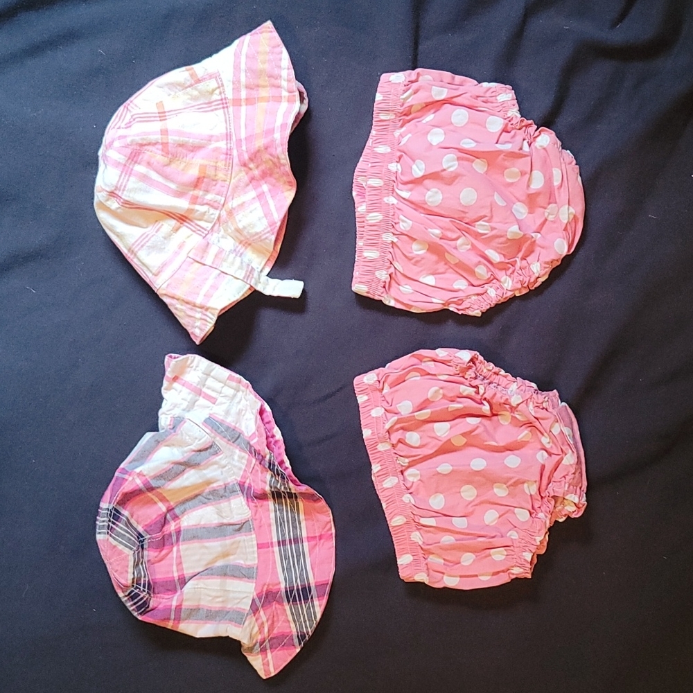 Pottery barn kids reversible beach hats with bloomers,  bloomers 3-6M & 6-12M